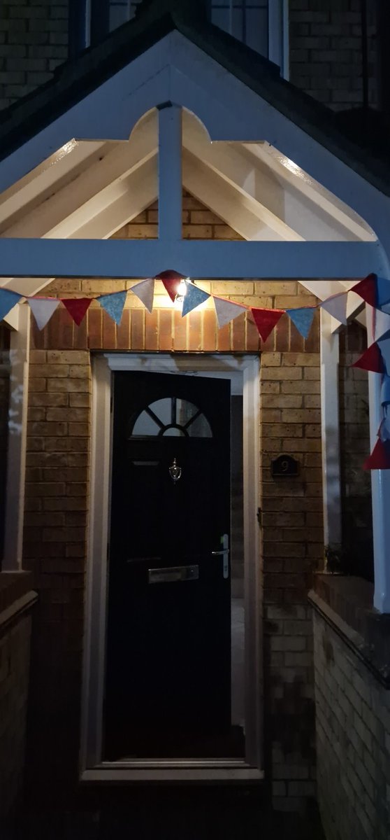 markiesla's tweet photo. @AbrahamsRba @robertbms @MillerRba @NortonRba @RbaTuring Made some bunting for the porch https://t.co/mriZzNjqtH