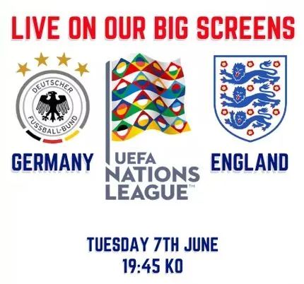 Can England bounce back from their poor performance on Saturday and pursue a victory against their old rivals Germany on Tuesday evening.
Come to The ClubHouse and watch on our 5 large TV screens. 
We open at 6pm. Kick off 7.45pm.