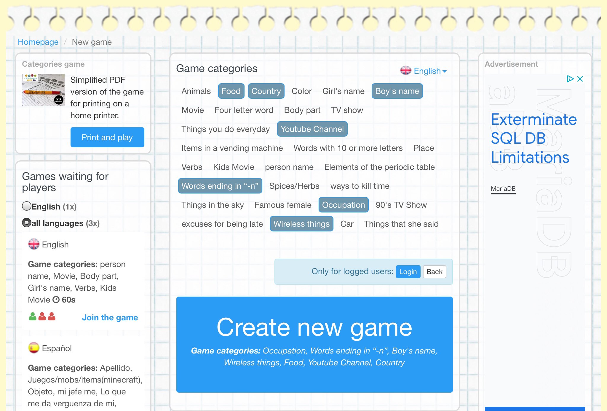 Blog De Cristina Play Scattergorix Online Choose The Categories The Nº Of Players The Nº Of Rounds And Play Against Your Classmates Or Against A Robot Fun Quick And Challenging