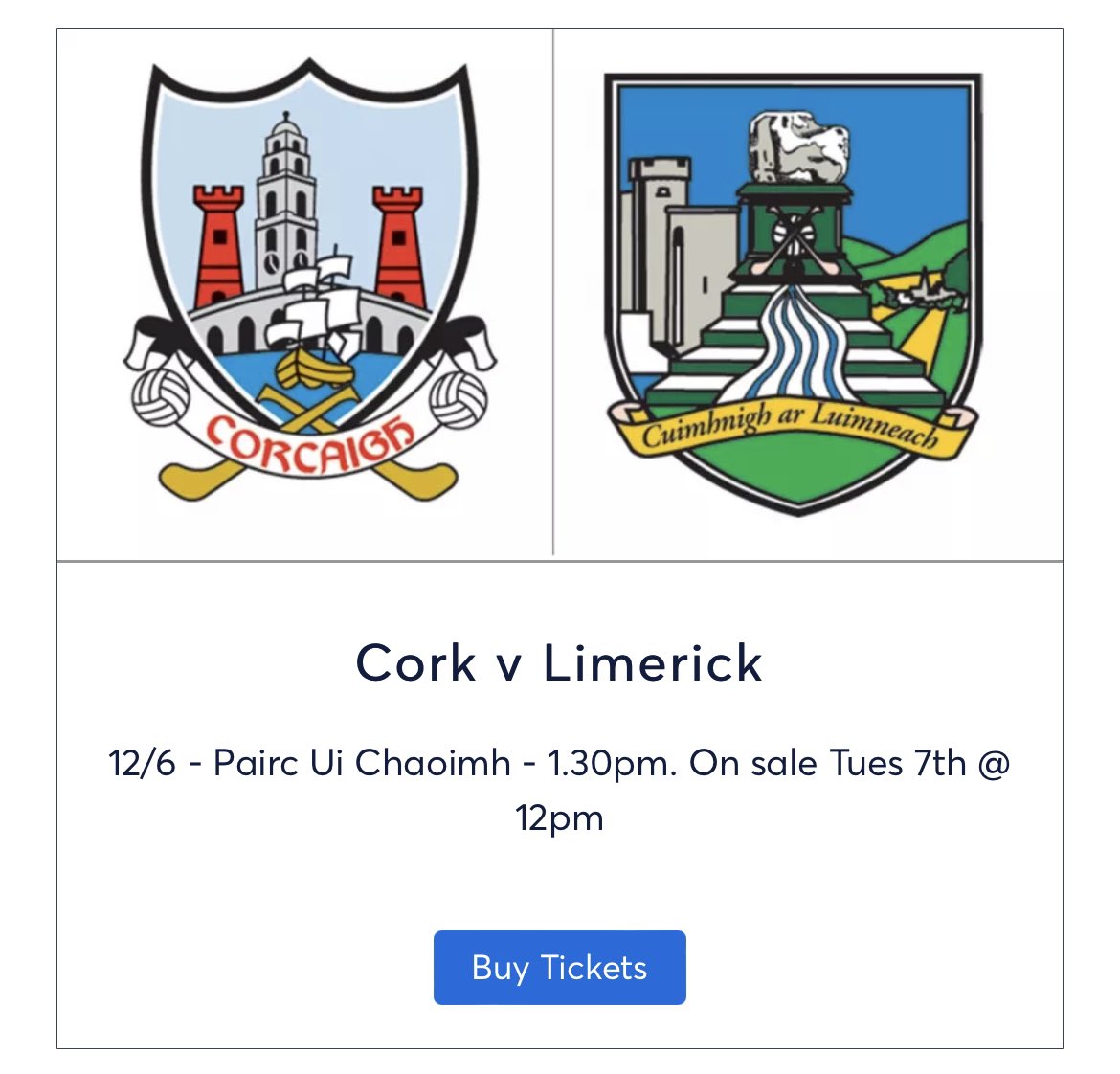 Cork GAA on Twitter "Tickets for AllIreland Senior Football