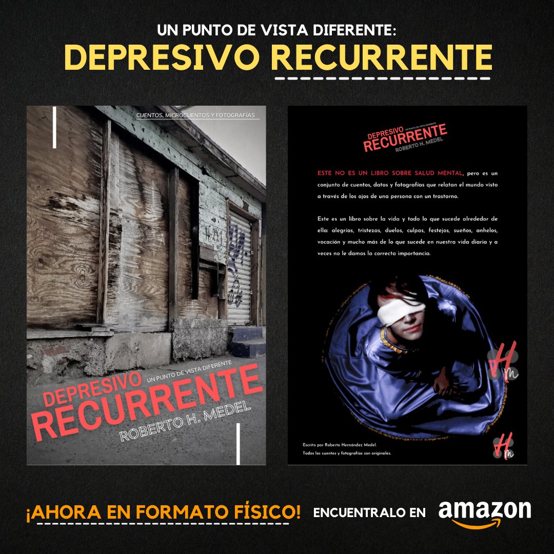 YoSoyMedel's tweet image. ¡Amigos! Me complace anunciarles que ya se encuentra mi libro en versión física (pasta blanda) en AMAZON.

El libro cuenta la visión desde un trastorno mental a través de 14 cuentos, reflexiones, datos y fotografías que representan al mundo que nos rodea.

amzn.to/3t7pKis
