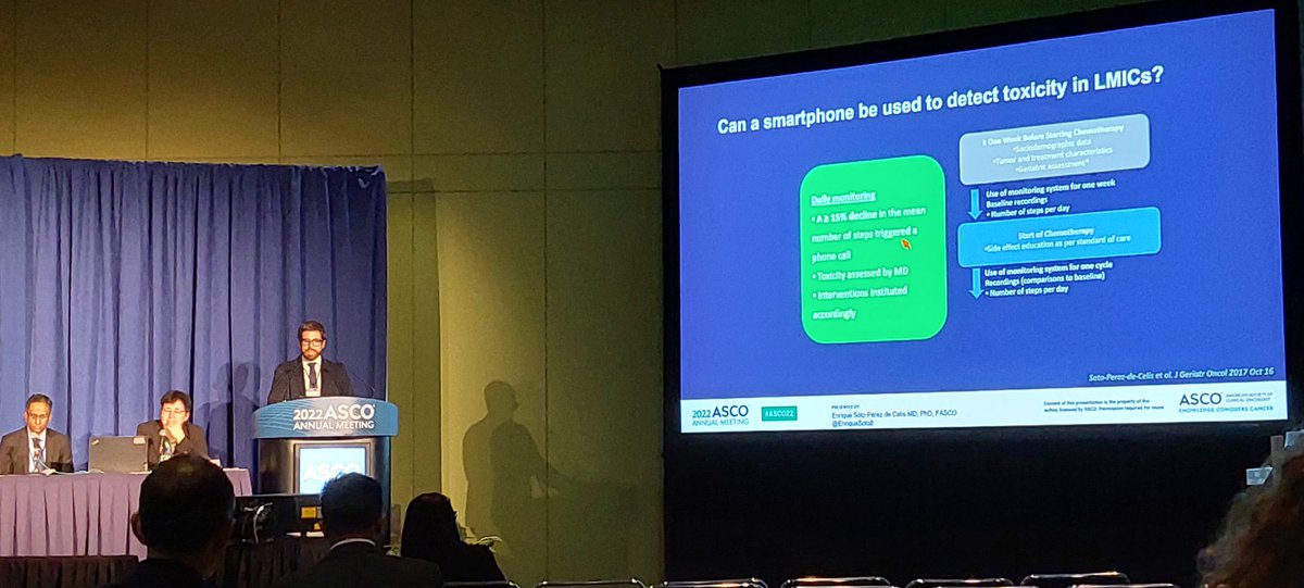 Excellent session on innovation in geriatric oncology! @EnriqueSoto8 providing insight into the use of technology in the care for older adults with cancer. #ASCO22 #gerionc #globonc @incmnszmx