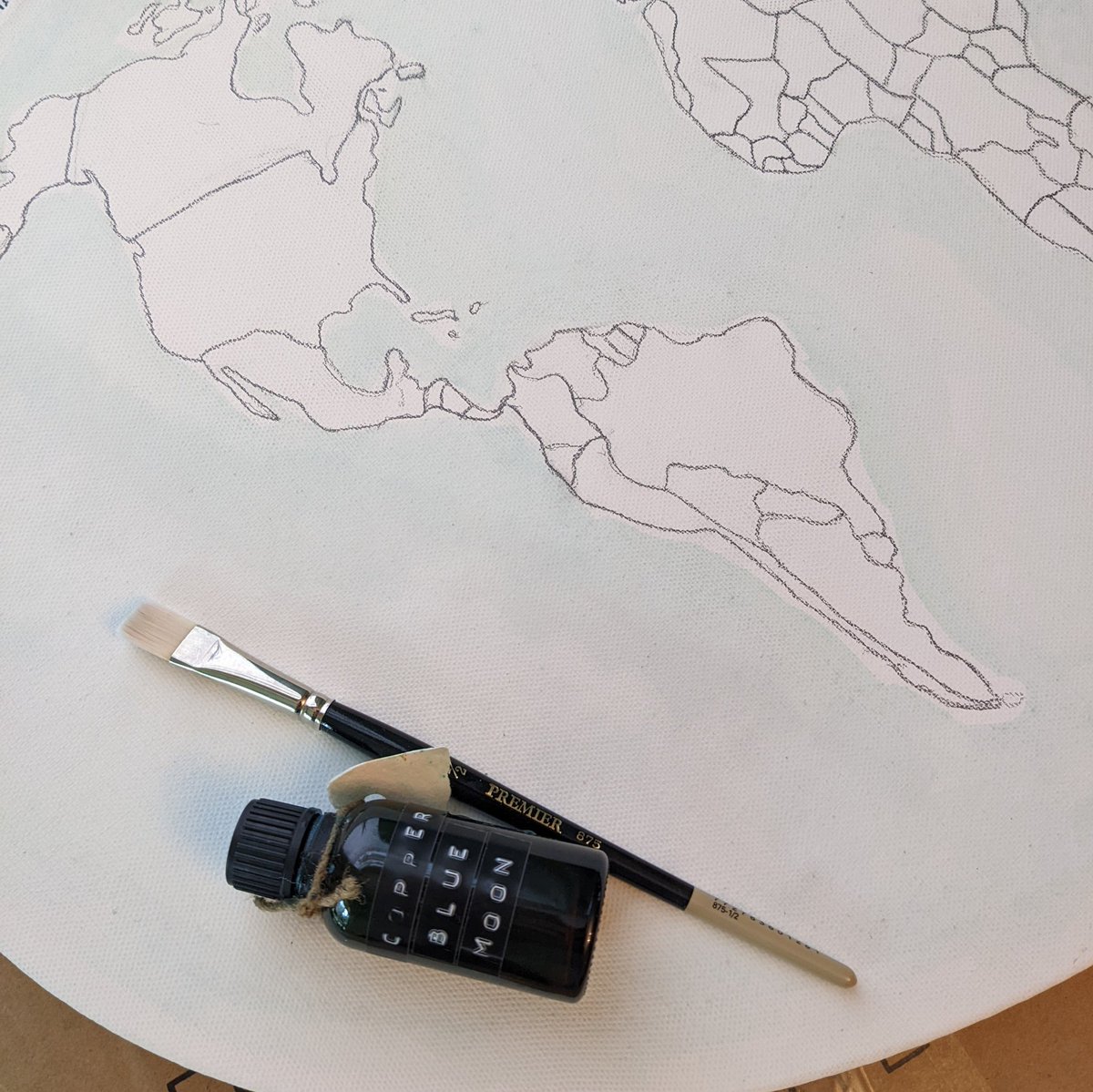 NJGoss's tweet photo. Hand stitching the whole wide world for Art on the Street this year. Come check out this 2 day art show downtown #Guelph June 25 &amp; 26 @guelpharts https://t.co/PAR8XpfwRP