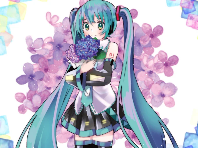 #初音ミク 
#梅雨入り 

紫陽花の花、好きです! 