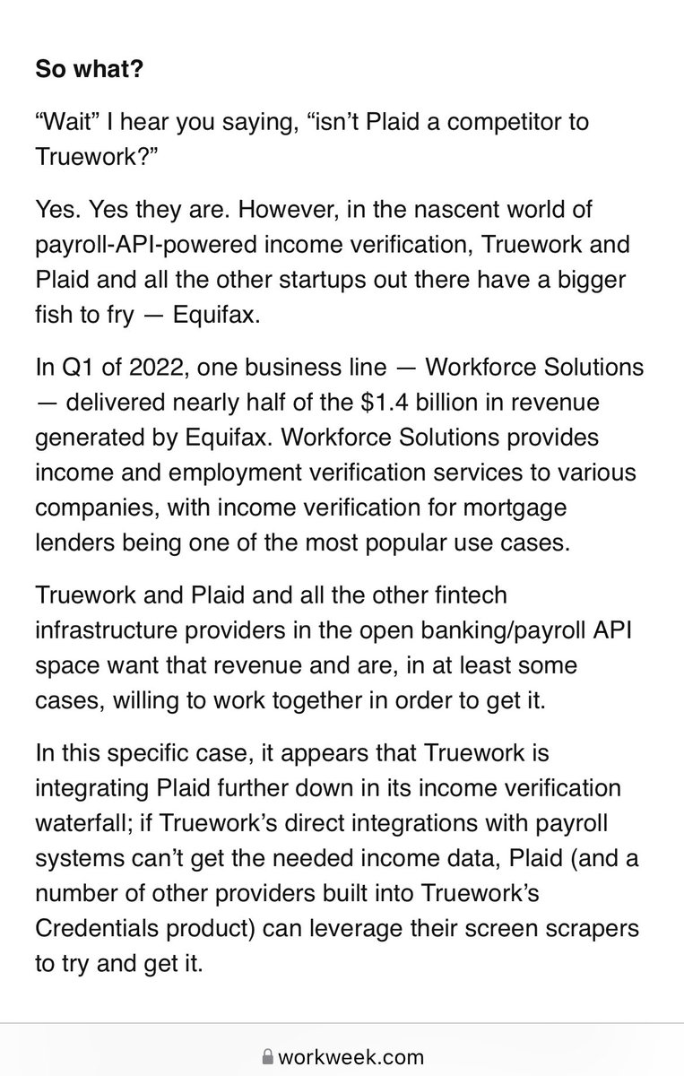 good summary from <a href="/AlexH_Johnson/">Alex Johnson</a> on the new truework/plaid partnership