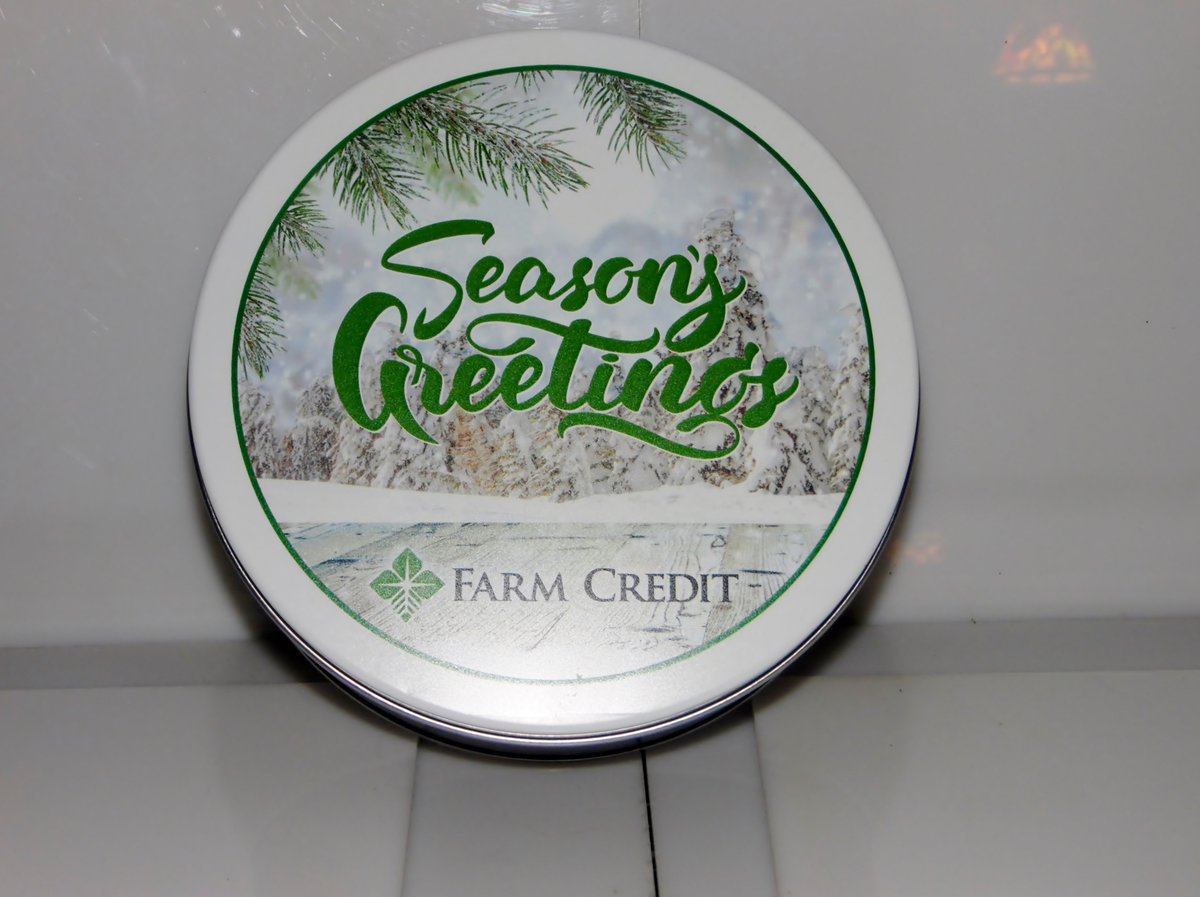 yesteryear2day's tweet photo. Check out FARM CREDIT AG SERVICES Seasons Greetings Advertising Cookie  Tin Empty 7" Dia. https://t.co/vTL8gYwMW0 #eBay via @eBay https://t.co/UoVVaULVMa