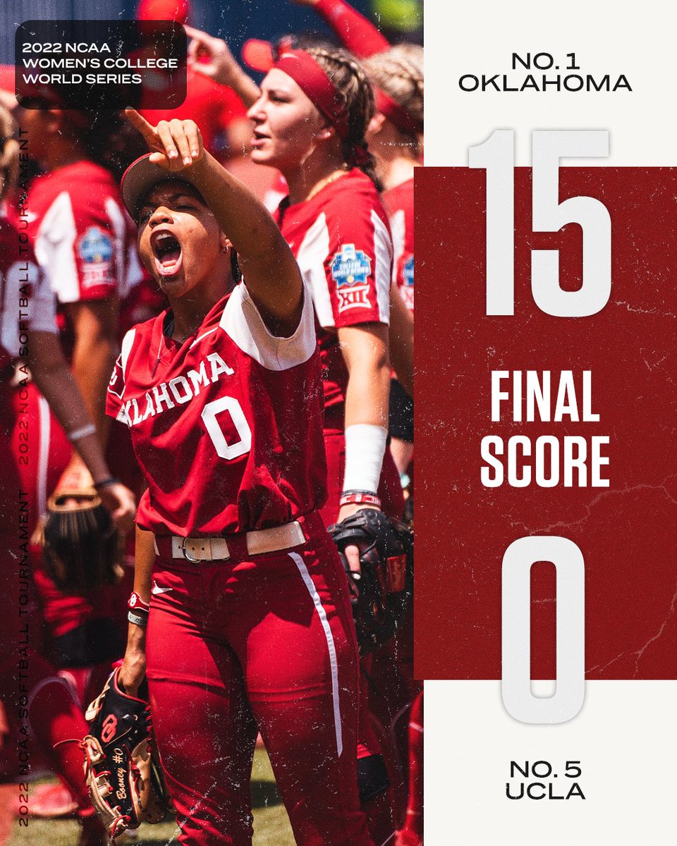 ESPN (@espn) on Twitter photo THE LARGEST WIN IN #WCWS HISTORY ‼️
A dominant performance from <a href="/OU_Softball/">Oklahoma Softball</a> sends them to the finals 😤
(📸 <a href="/OU_Softball/">Oklahoma Softball</a>) THE LARGEST WIN IN #WCWS HISTORY ‼️
A dominant performance from <a href="/OU_Softball/">Oklahoma Softball</a> sends them to the finals 😤
(📸 <a href="/OU_Softball/">Oklahoma Softball</a>)
