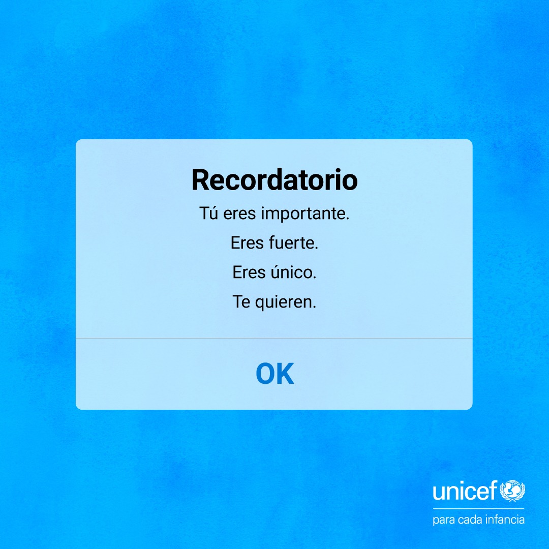 unicefvenezuela's tweet photo. La salud mental es tan importante como cuidar la física 💙

Comparte con quien necesite ver esto.

Mañana es el #DíaMundialDeLaSaludMental https://t.co/1NHYGI4i8m
