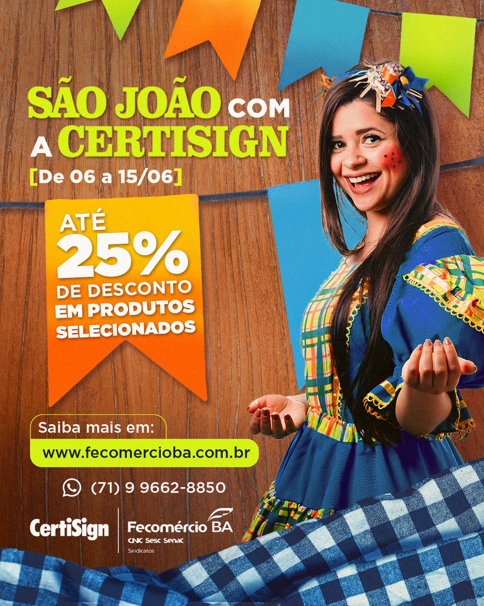 Certisign no clima de São João!

Clique agora mesmo no link e confira as ofertas - contate.me/saojoaocertisi…
.
.
.
#fecomercioba #certisign #saojoao #certificadodigital #federacao #salvador