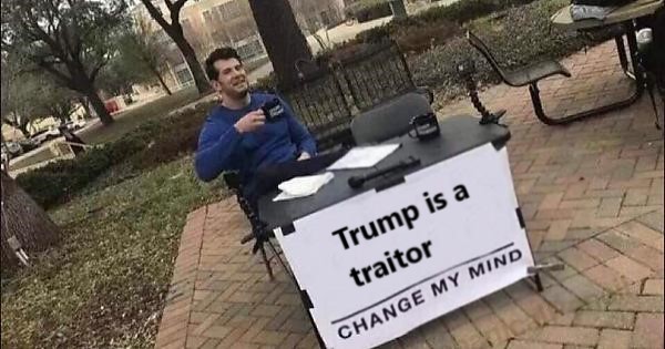 In lieu of the upcoming insurrection trials I will revisit this little meme I did a few years ago, when the #TreasonSummit was about to take place. No one has changed my mind yet.