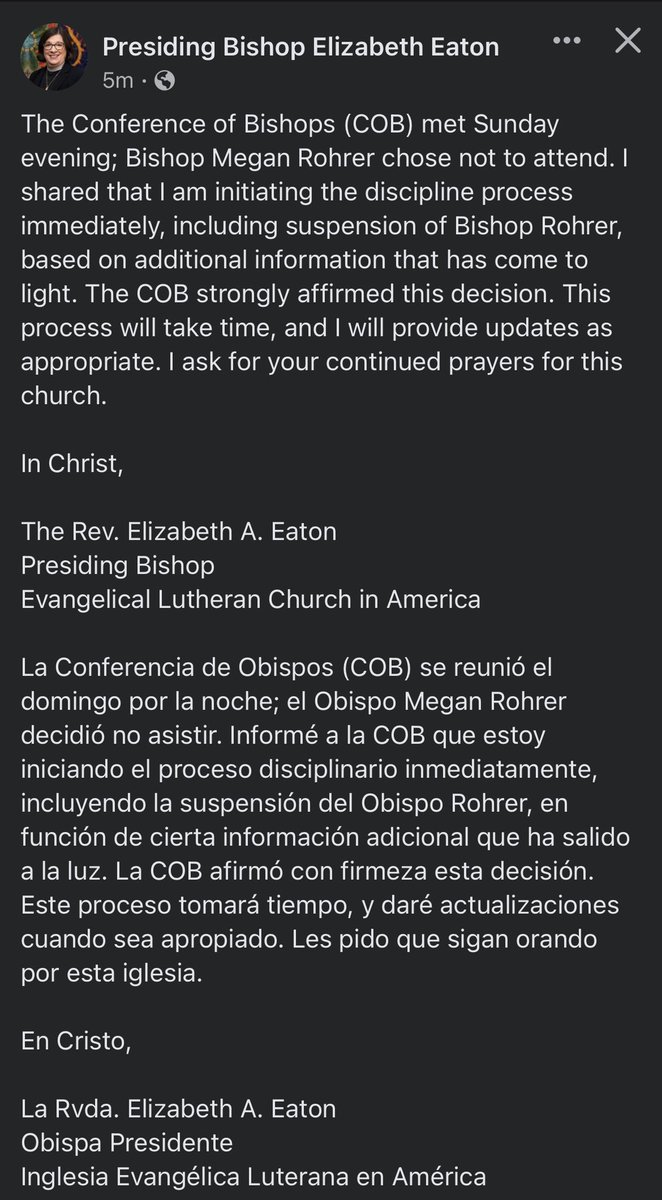 ELCA's tweet photo. A message from Presiding Bishop Eaton (@ELCABishopEaton). https://t.co/Z3tb8vwJxr