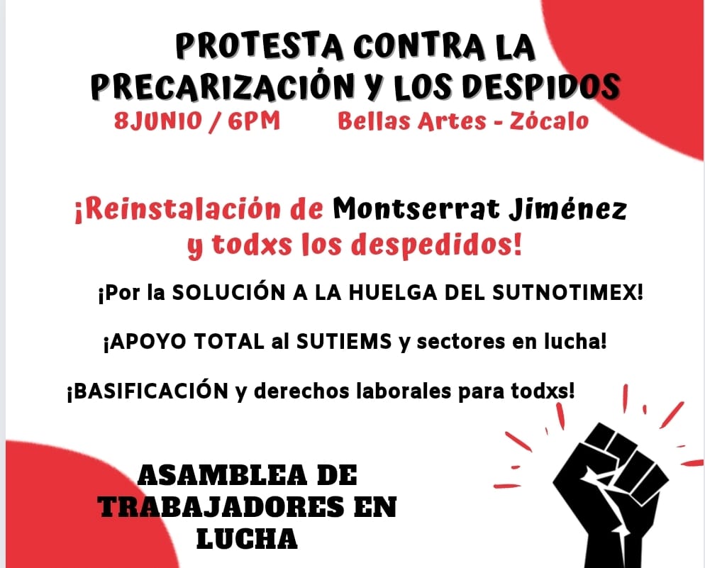 TrabajoDignoMX's tweet photo. Hart@ de trabajar sin tener estabilidad y sin derechos laborales? Conquistemos lo que nos corresponde, a defender la libertad de organización de l@s trabajador@s y hacer triunfar nuestras luchas! 
Demandamos al @DIFCDMX: reinstalación de #MontserratJimenez despedida x luchar! https://t.co/hgFWhnpwwS