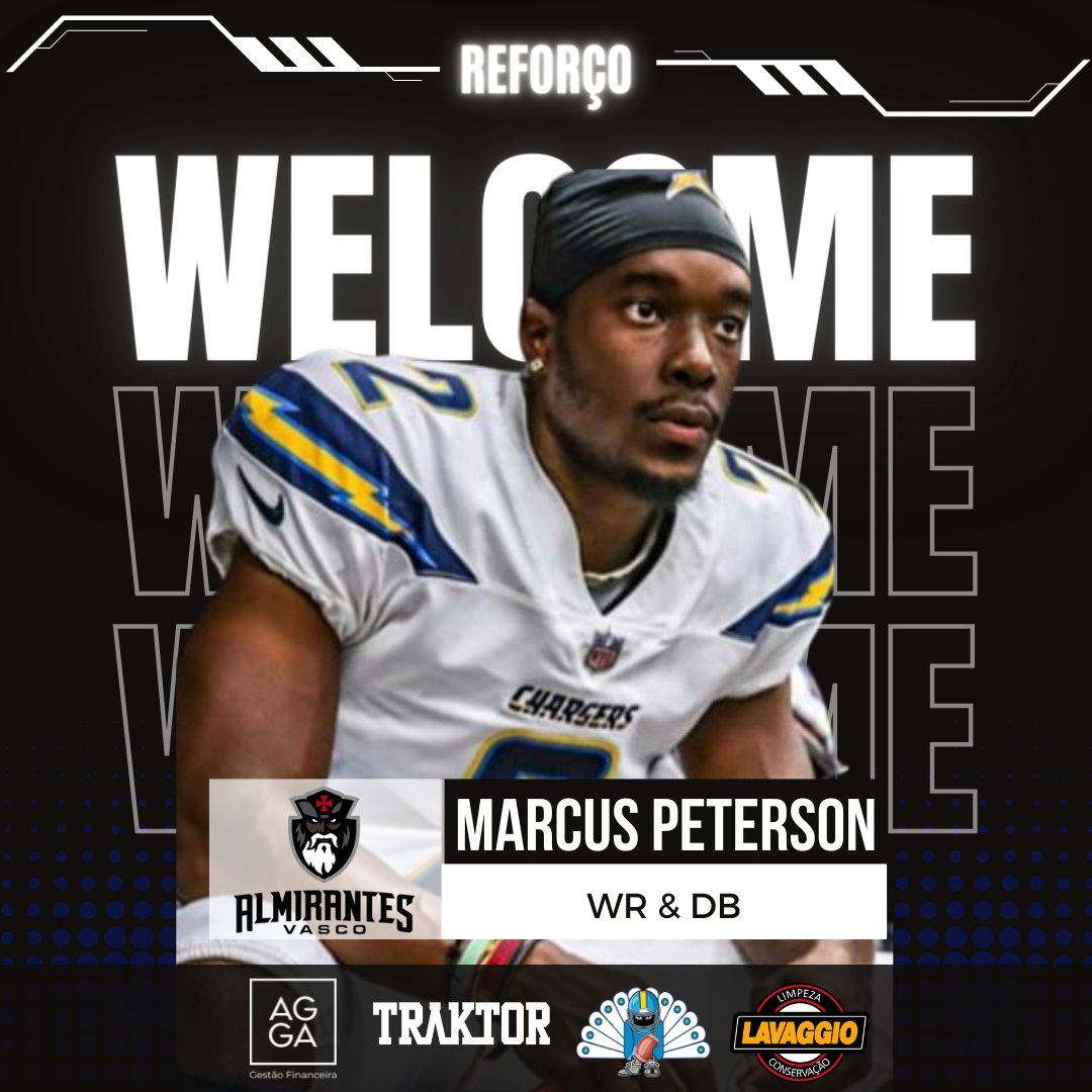 VascoAlmirantes's tweet photo. 🚨REFORÇO🚨

É reforço de peso que vocês queriam? 

NFL ✈BFA

Marcus Peterson é o novo reforço do Vasco Almirantes, O jogador que teve passagem pela NFL no Jaguars Jacksonville e Los Angeles Chargers, chega para a temporada 2022 como coringa, para atuar como WR ou DB. https://t.co/EVvu6GPGn0