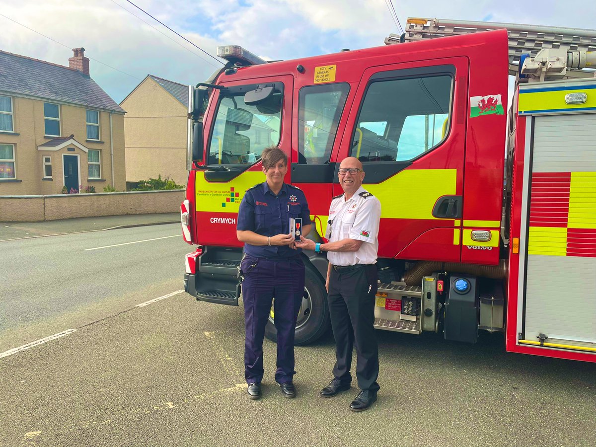 Tonight Group manager Thomas presented  Crew Manager Reynolds with her 20 year medal  shelley has served 22 years on the 22nd of may  at crymych congratulations