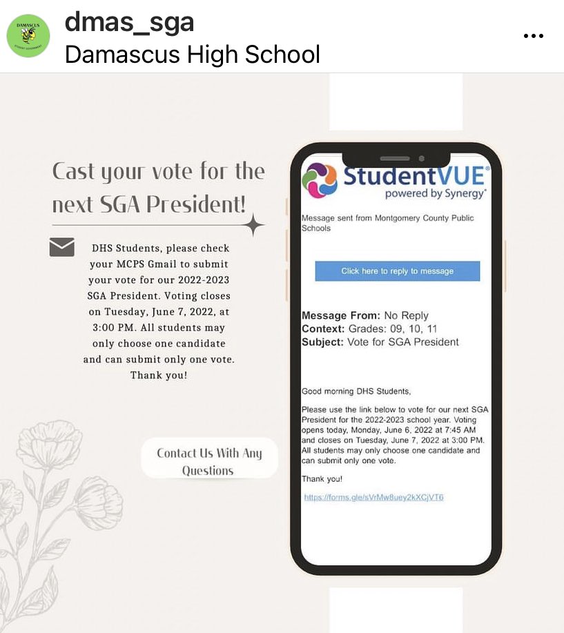 DHS Hornets make sure you cast your vote for your next SGA President. Voting closes on Tuesday, June 7th at 3:00 PM.
<a href="/DHS_Principal/">Kurt Schneider</a> <a href="/DHS_SBA/">Kerri Pitts</a>