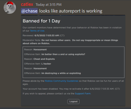 DV on X: This is bad so apparently there's a script hackers are using  in BedWars that will now auto report players to Roblox for harassment and  exploiting if you say L