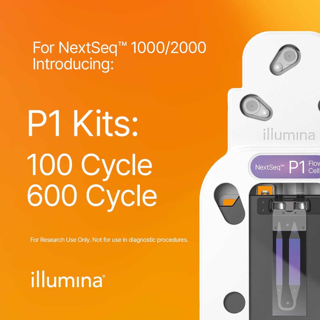 Did you know Illumina announced new kits are coming to NextSeq™ 1000/2000 platforms later this year? Flexibility and scalability will be extended with the addition of the P1 100 cycle and 600 cycle kits. Learn more about the upcoming innovations here: illumina.com/destination/fu…