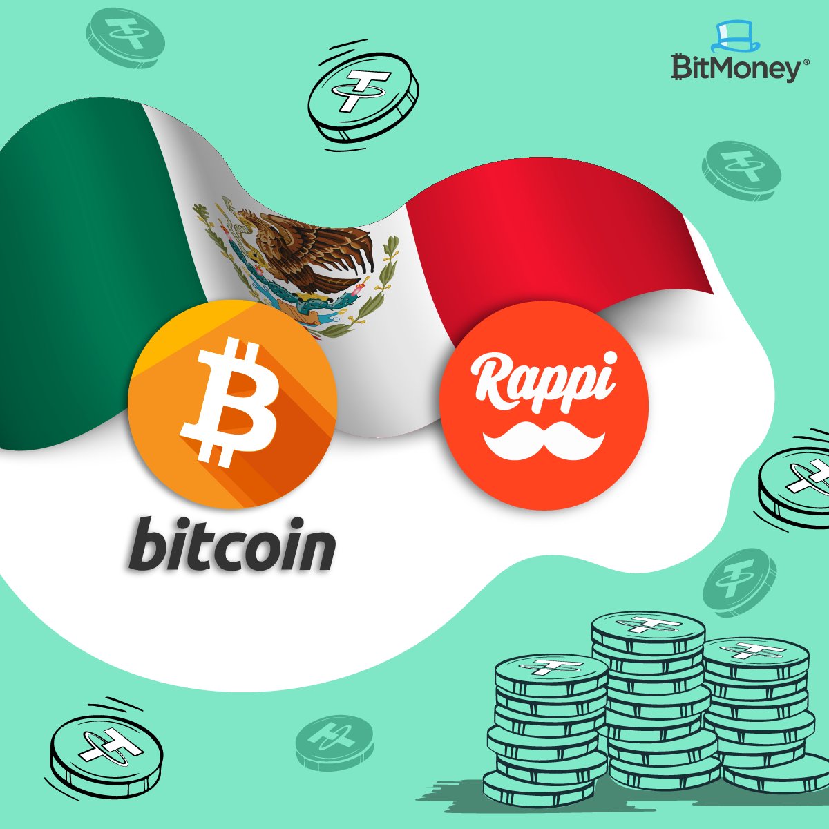 BitmoneyCo's tweet photo. La aplicación de entregas Rappi permitirá la integración de monederos de bitcoin (BTC) y otras criptomonedas, así como la interacción con exchanges de criptoactivos. https://t.co/kkGr9fHS81