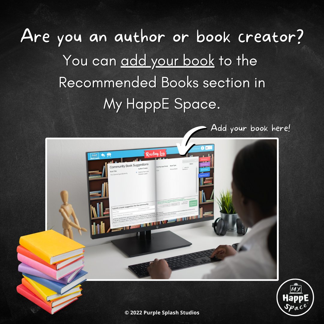 PurpleSplashS's tweet photo. Are you an #author, #illustrator or #bookcreator? You can now add your book to the My HappE Space platform. We are particularly looking for #picturebooks/#chapterbooks in the #socialemotionallearning space or #childrensbooks with #lifelessons. DM for info.

 #kidslit #kidsbooks https://t.co/HCPpP1bdLR