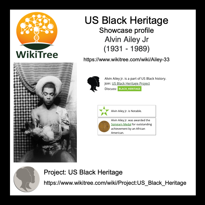 WikiTreers's tweet photo. Today's #USBH #NotableoftheWeek profile: Alvin Ailey from #Texas #AfricanAmerican dancer, director, choreographer, and activist
https://t.co/mCDMXcnawl
#USBlackHeritage #WikiTree #TexasGenealogy #YearOfFamilyConnections #NewYorkGenealogy #CollaborativeGenealogy #PrideMonth https://t.co/Vf2YlRA6Uf