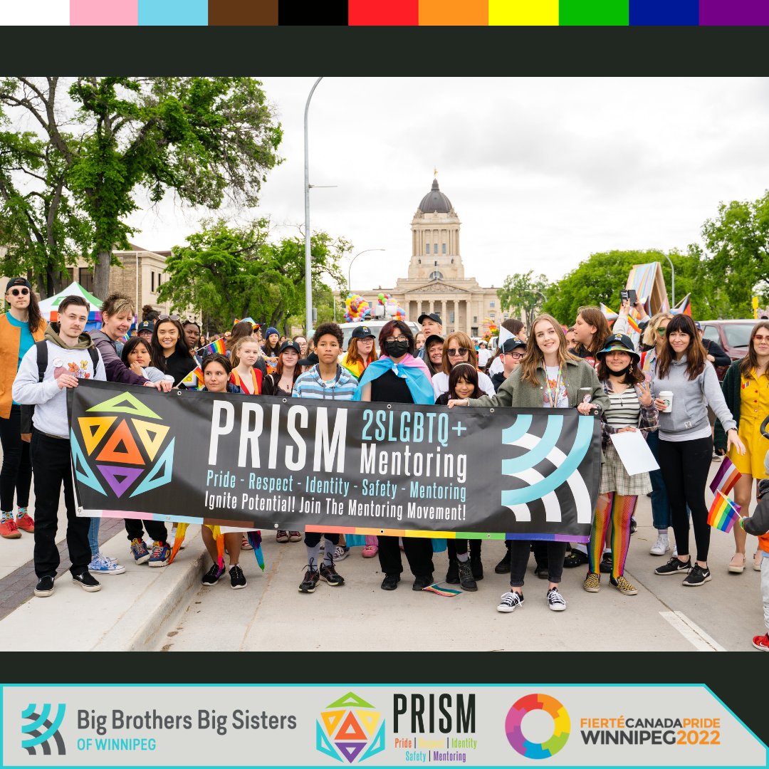 On behalf of our Big Winnipeg staff, we want to shoutout our matches, families, and mentors for joining us in-person at the 35th Pride Winnipeg Rally and Parade yesterday celebrating the 2SLGBTQ+ community in Manitoba!  

PRISM is recognized as this year's Community Group Marshal