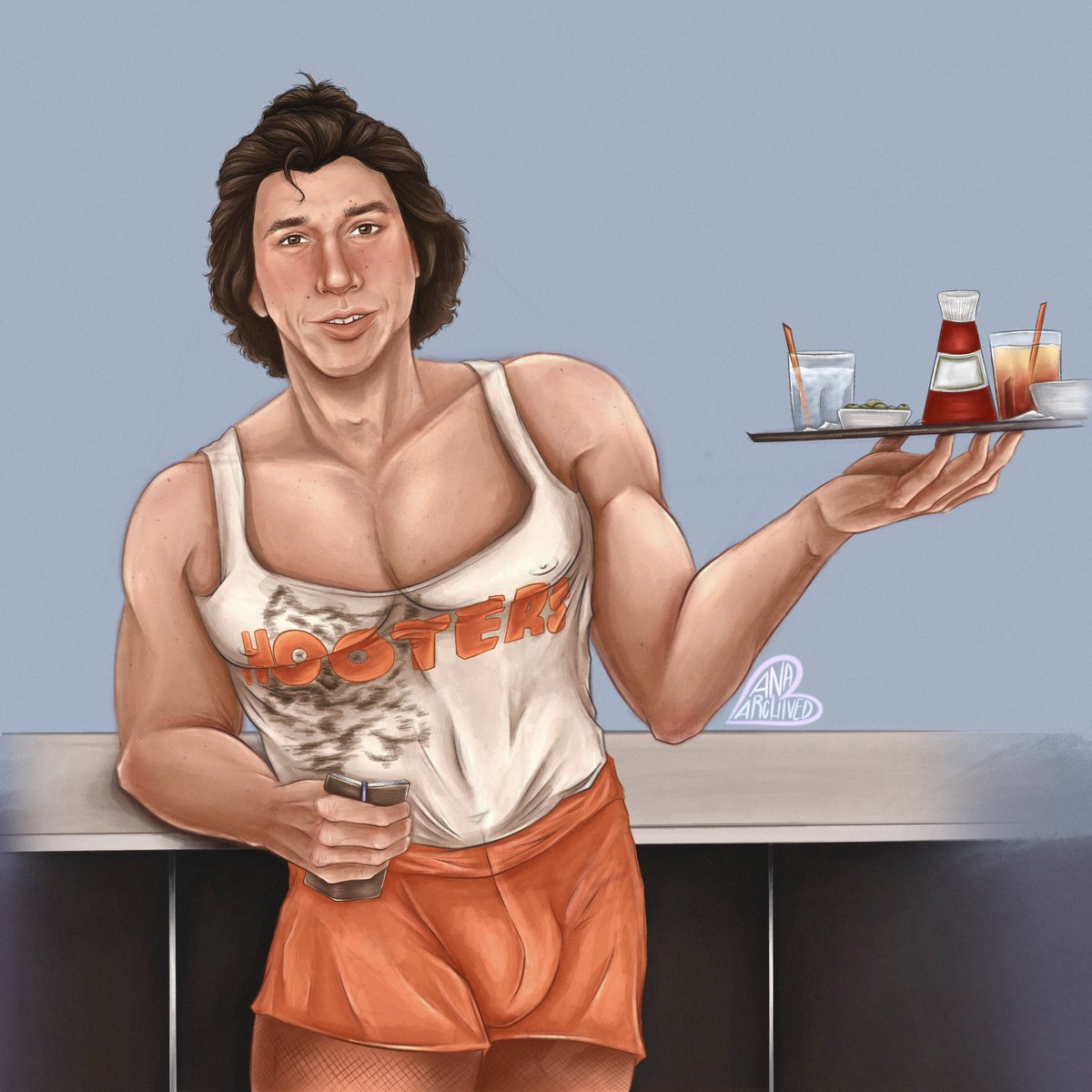 ben was looking for a little extra cash so he picked up a part time job at his local hooter’s on the weekends <3

#BenSolo #KyloRen #AdamDriver #StarWars #sequeltrilogy #AnaArchivedArt #tfa #tlj #tros #myart #fanart #myfanart #procreate