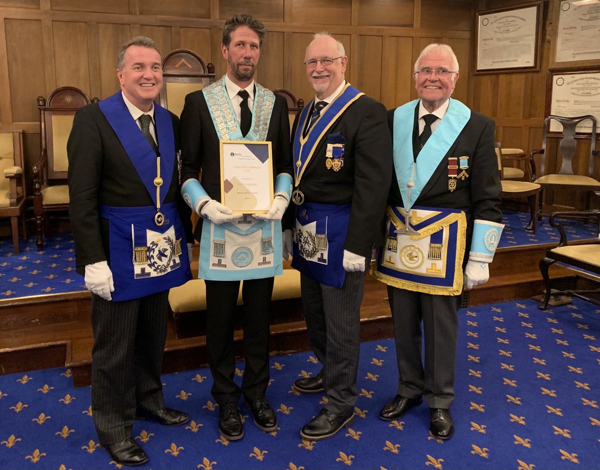 A great night in Wimborne, congratulations to the Lodge of St Cuthberga No 622 on receiving their well deserved Vice Patron status of The MCF. The certificate was presented by W Bro Paul Crockett of the MCF plus a  Raising ceremony all in one night! #Festival25 #Masoniccharity