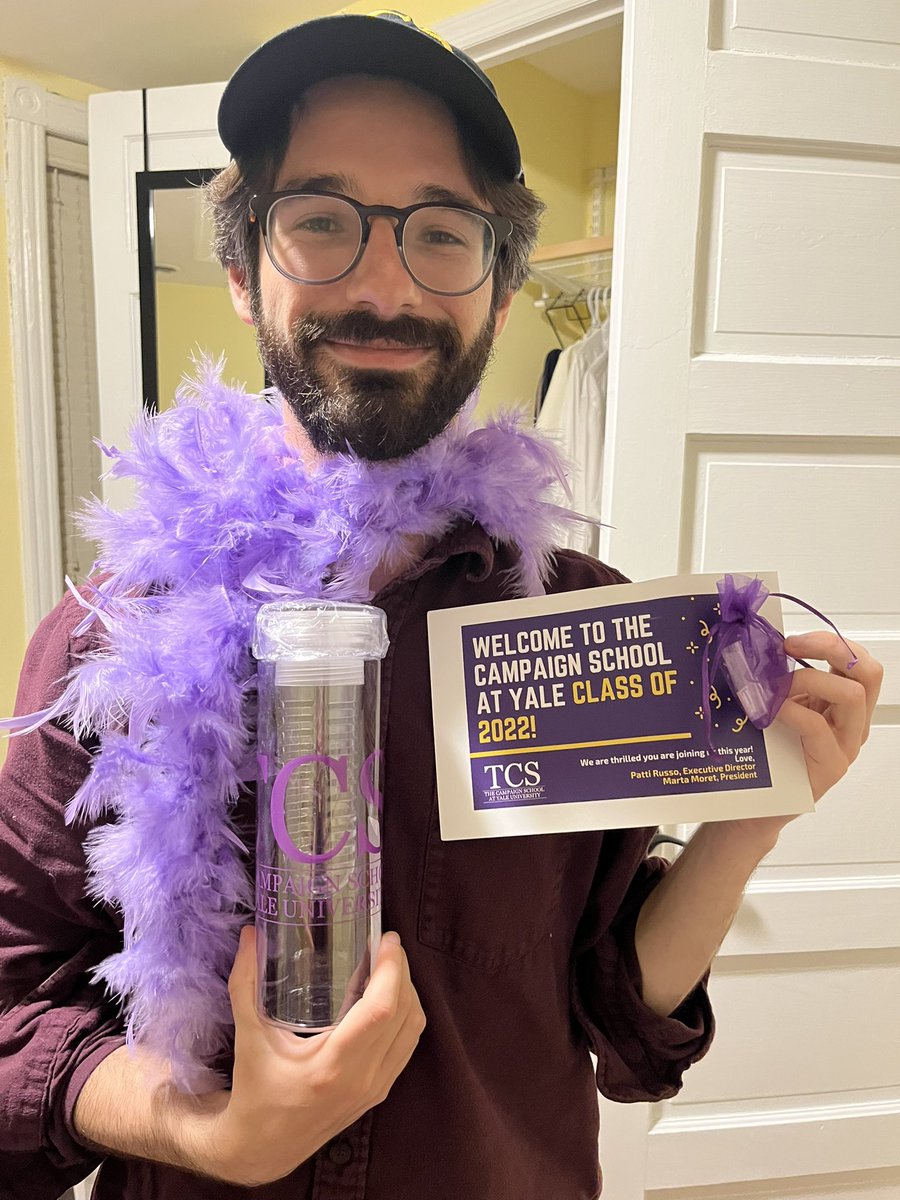 SamanthaShimer's tweet photo. Me: “Tucker, you should open your box from the Yale Campaign School. Maybe they sent you a tee shirt or something.”

It was even better. There were feathers. Very proud of this human. @tuckcomatus https://t.co/8dgGqEDuBS