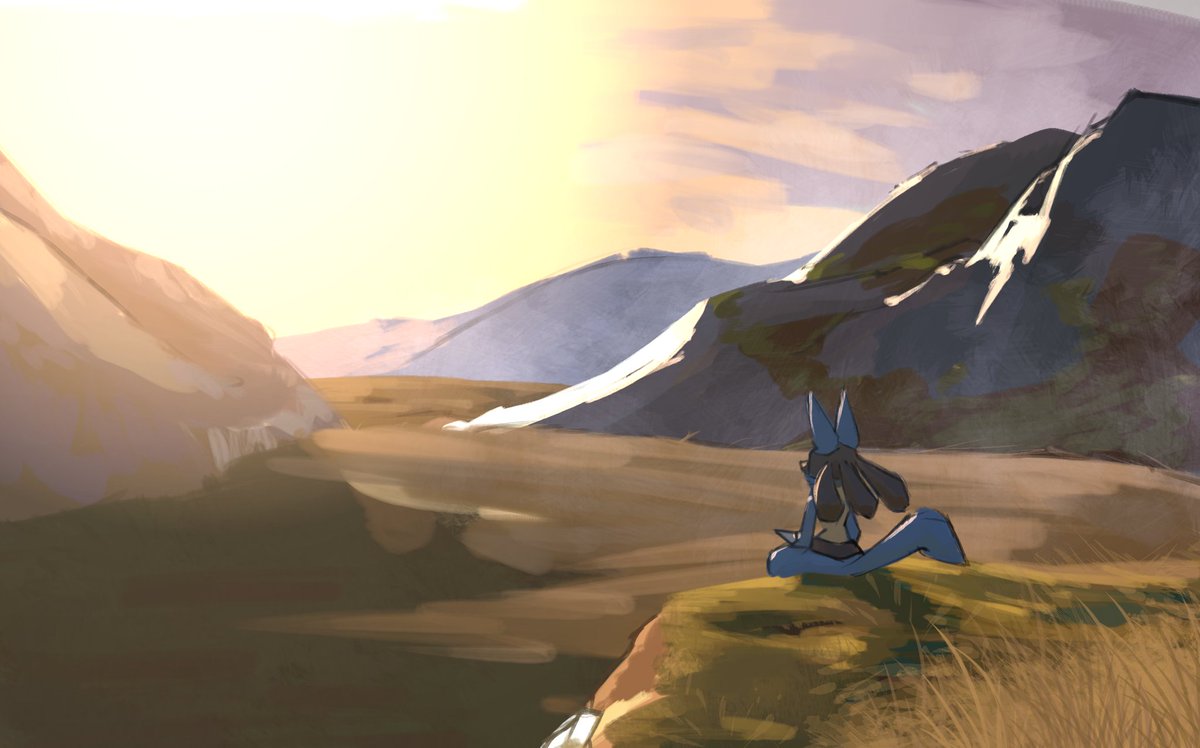 Monado_Art's tweet photo. Lucario overlooking a grass field doodle https://t.co/i0wJwzcyV2