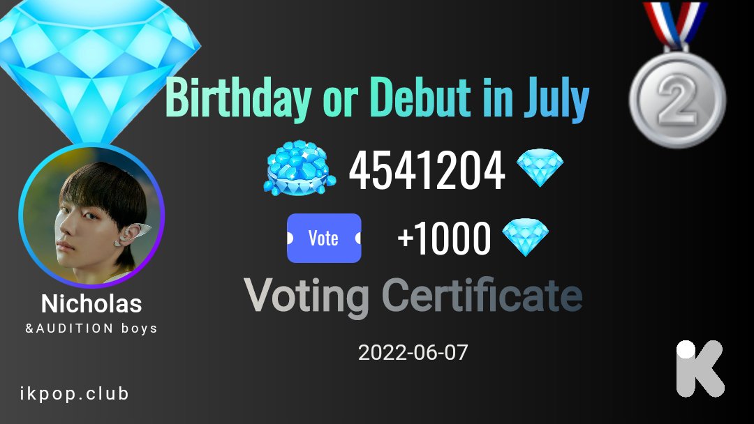 KWORLDBASE_twt's tweet photo. I voted for Nicholas at #iKPOP!
Total diamonds count: 4541204
Rank: 2
https://t.co/DNFVNdAfat
#NICHOLAS  #andAUDITIONboys #ニコラス #andAUDITIONboys_NICHOLAS https://t.co/W9psctb6nS