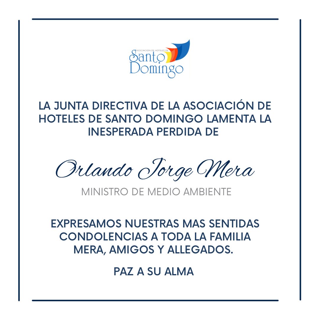 Lamentamos la partida de Orlando Jorge Mera, Ministro de Medio Ambiente de nuestra Republica Dominicana (<a href="/ambienterd/">Ministerio de Medio Ambiente RD</a>) 

Paz a su alma.