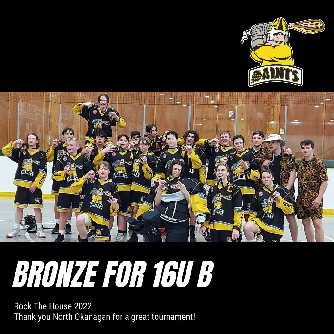 Pocosaintslax's tweet photo. Congratulations to our 16U B team who brought home bronze from the Rock The House Tournament. Great work boys! 🔥🥉 🥍

Thank you @northokanaganlacrosse for hosting a great tournament!

#pocosaints #saintslacrosse #bclacrosse #boxlacrosse #bronze https://t.co/sJMJwf2Nys