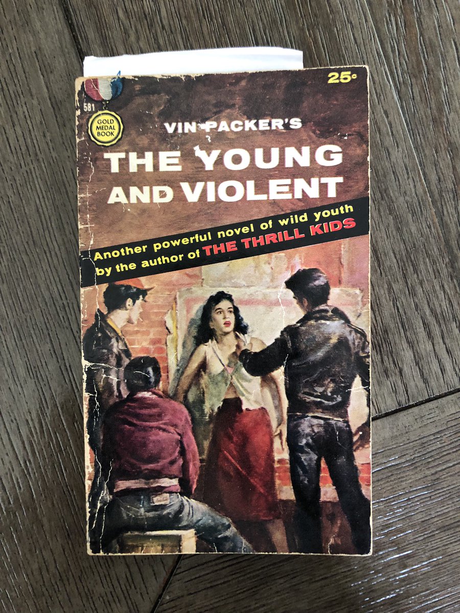 MuchAdoAboutNil's tweet photo. Next up: a juvenile-delinquent tale by one of my faves, #VinPacker (aka #MarijaneMeaker). Not a subgenre I usually enjoy, but Meaker writes some lean-and-oh-so-mean noir. Sheโs yet to disappoint, and I donโt see it happening in this #GoldMedal classic either. https://t.co/vp4AIFWxJc