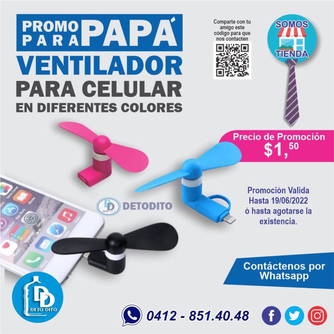 InversionesDet2's tweet photo. Promoción del día del padre Ventilador para celular en diferentes colores 😎🙂👍 Contáctenos 📱#vetilador #ventiladorcelular #ventiladordecelular #ventiladores #juniomesdepapá #mesdepapá #mesdepapa #diadelpadre #díadelpadre #diadepapá #diadepapa #electrodomesticos #electronicos https://t.co/Gu16amJC7I