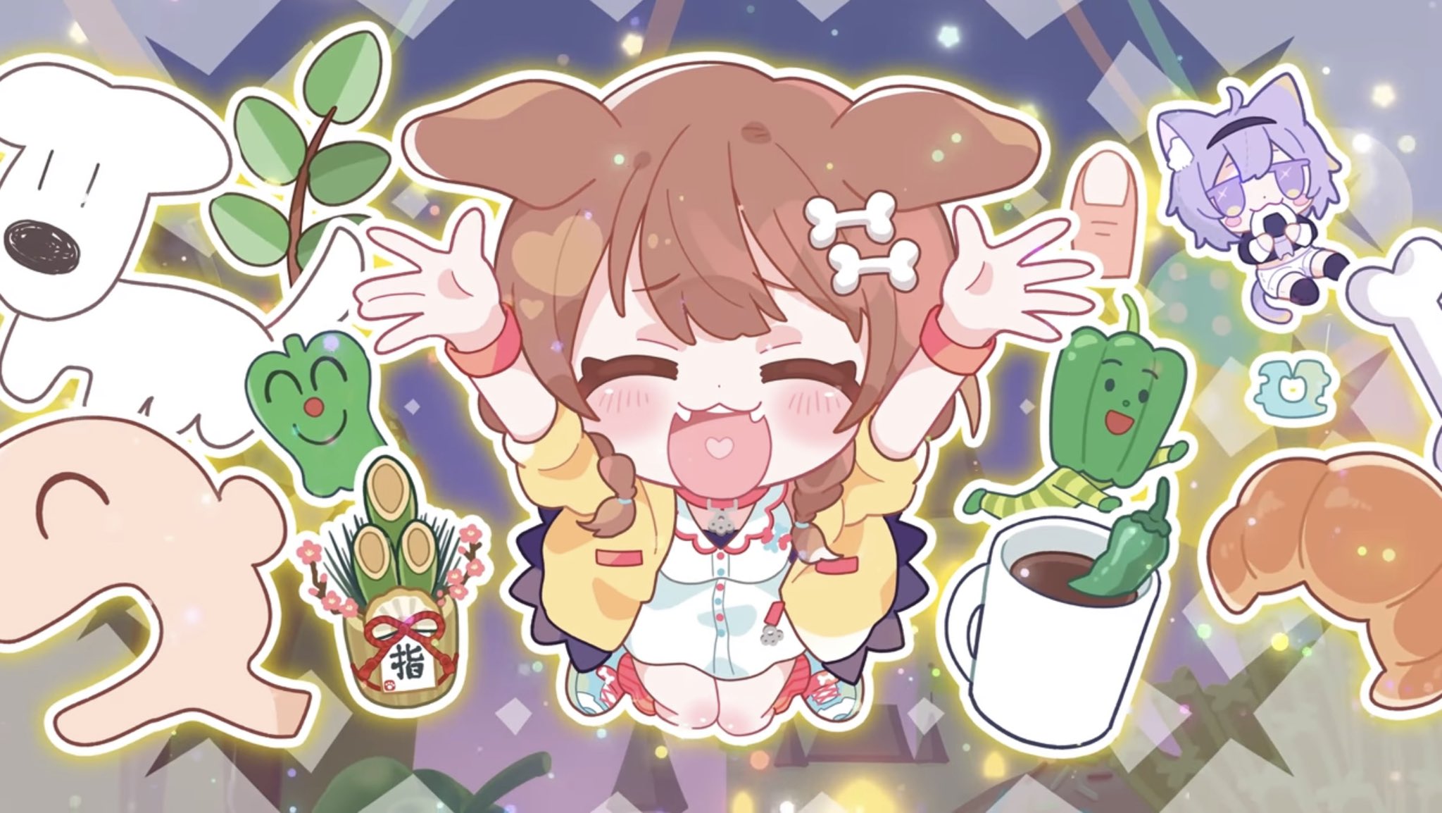 バッジ・ピンズ　戌神ころね ころねすきー＆ピキピキピーマンピンバッジ 「バーチャルYouTuber ホロライブ 戌神ころね 誕生日記念2021」 戌神ころね 誕生日記念2021グッズ ころねすきー＆ピキピキ