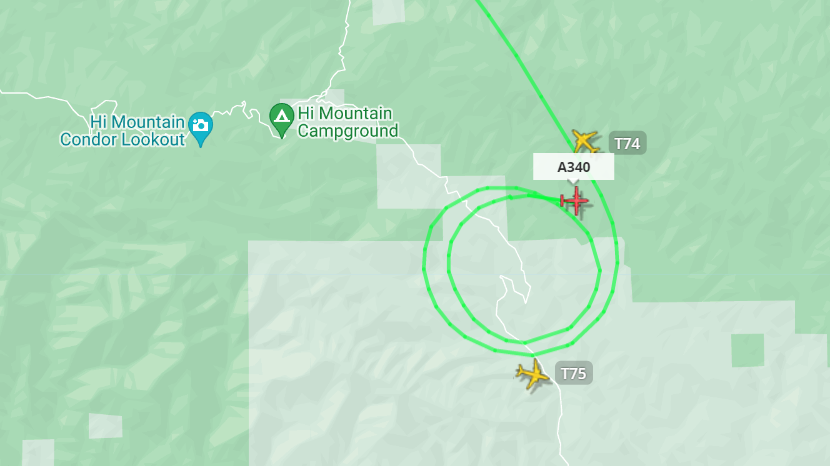 CAFireScanner's tweet image. #LopezFire (Hi Mountain, SLO Co) - AA340 overhead reporting 5 acres in brush w/ moderate rate of spread, potential for 50 acres, requesting 2 additional S-2 tankers. 2 addl handcrews &amp;amp; 3 addl type 3 engines requested.