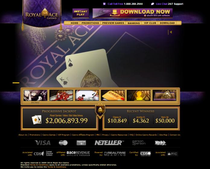 $15 no deposit free chip code at Royal Ace casino