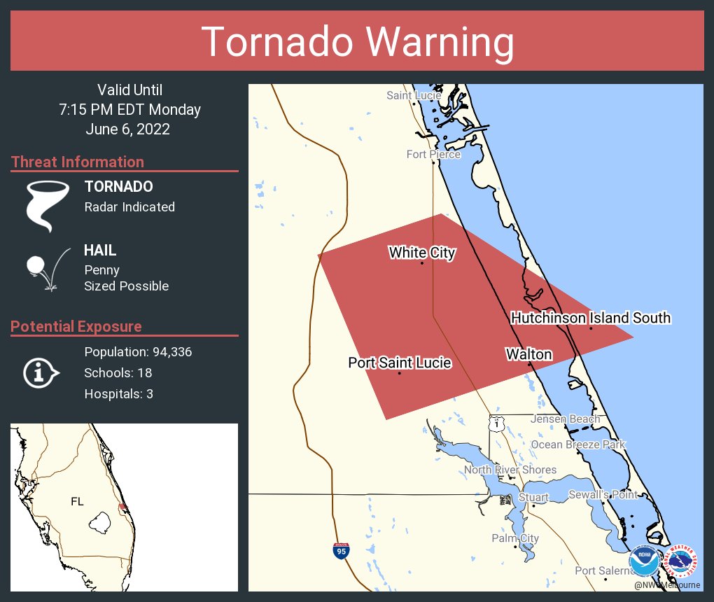 NWS Melbourne on Twitter "Tornado Warning continues for Port Saint