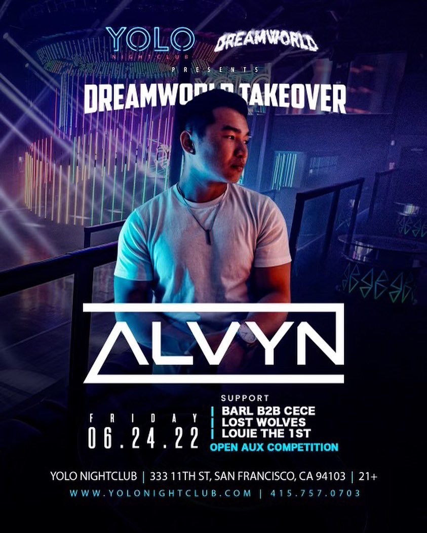 Last year, I had the privilege of supporting Kill The Noise at Yolo Nightclub. This year, I’m excited to announce that I will be doing my own headline show at Yolo, with this curated lineup of talented artists! 

Get your free guest list/tix here! bit.ly/alvyn