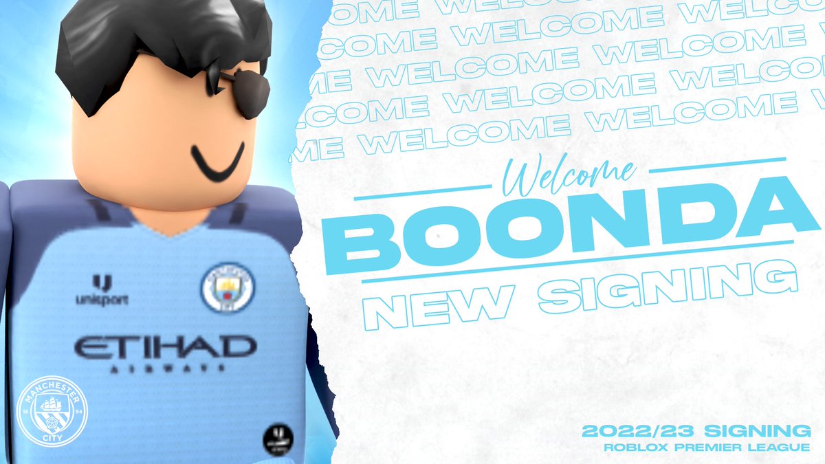 RPLManCity's tweet photo. NEW SIGNING | BOONDA

We are excited to announce our recent signing, Boonda! He will be back at Manchester City for the 4th season of the Roblox Premier League!

#RPLS4
#ThisIsOurCity

@RBX_RPL | @RPLManCity https://t.co/f3ZeczSoCu