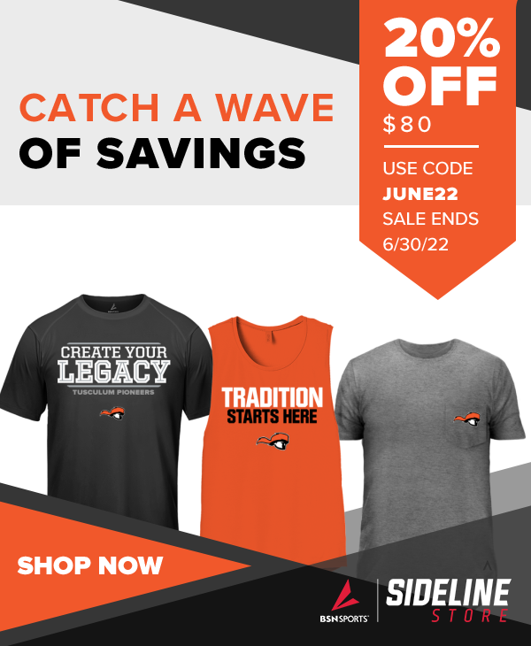 Multiple offers are going on this month, including 20% off $80+ orders! Take advantage of the sales and customize your designs with either the traditional Pioneer Head or the recently added TU logo! #WeArePioneers #PioneerUP sideline.bsnsports.com/schools/tennes…