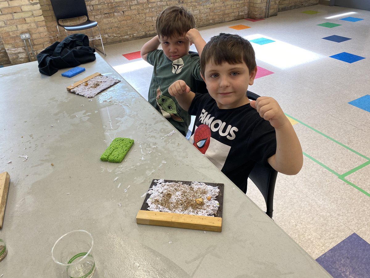 MsLisaMcAvoy's tweet photo. The kinders had a blast exploring the Children’s Museum and making recycled paper. @childmuseumwpg @marionLRSD #LearningThroughPlay https://t.co/N0awdg1iiU