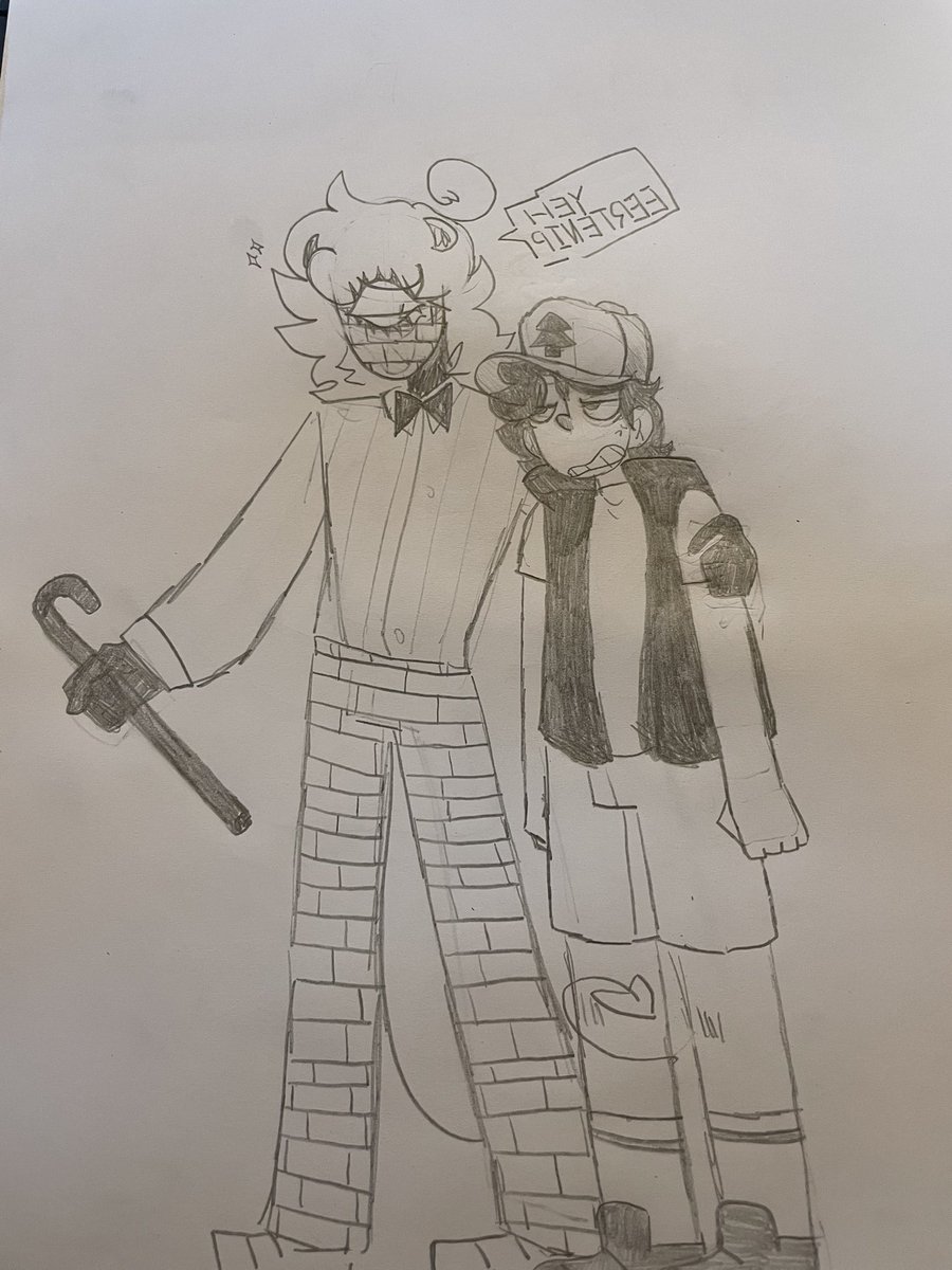 WilsBiggestFan's tweet photo. Drew me and my friend as Bill(my friend) and Dipper(me)! 

#GravityFalls #Crossover #GravityFallsCrossover #GravityFallsFanart https://t.co/A9kKZly8Db