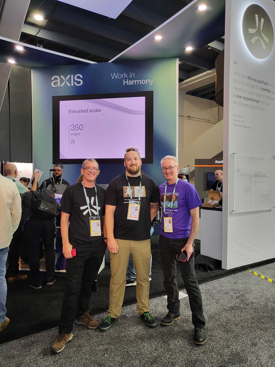 TheEdgeSSE's tweet photo. New logo and crazy good t-shirts at the @AxisSecurityHQ booth.  Stop by!  Ask for a demo of their Atmos product! https://t.co/99YTO6JBxl
