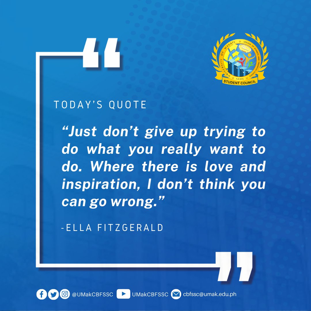 UMakCBFSSC's tweet photo. Believe you can and you’re halfway there. Have a great week ahead.
#CBFSNewNormal
#CBFSYourVoiceOurAction https://t.co/JLLbSxOAtB