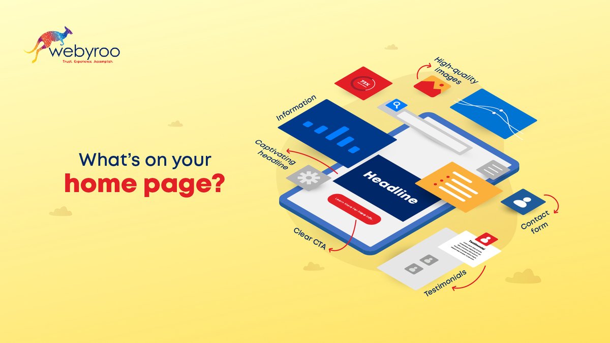 webyroo's tweet photo. #Homepage - Essential elements to focus on

✔︎ Headline

✔︎ Clear CTA

✔︎ Short info

✔︎ Quality images

✔︎ Contact form

✔︎ Testimonials

Book a call with Webyroo for a well-planned website. https://t.co/PZOnOv0Jtb

#webdesign #website https://t.co/1ftVuwYFXh