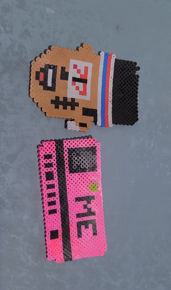BossBam123's tweet photo. This is my first time experimenting with perler beads! Was wondering if the @ThePossessedNFT  fam could guess which blessed character from a collab I made🤔 and since I don't have a TS card myself I decided to make my own for now🥺😂 #pssssdvibes #posse #pssssdcreatives #Pssssd https://t.co/Pg3yaywuFI