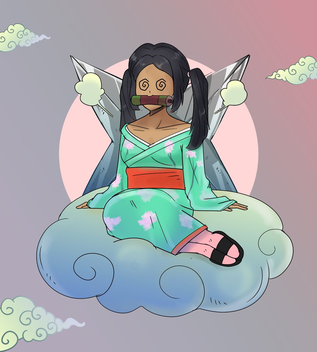 Waking up to see this beautiful airdrop from <a href="/ADANinjaz/">ADA Ninjaz is now Danketsu</a> <a href="/sapcnft/">Sensei Across Paradise 🏯| Minting NOW</a>  
Already made my day! Thank you!❤️‍🔥💯 
She's so pretty. The palette reminds me of cotton candy 😭❤️‍🔥👏