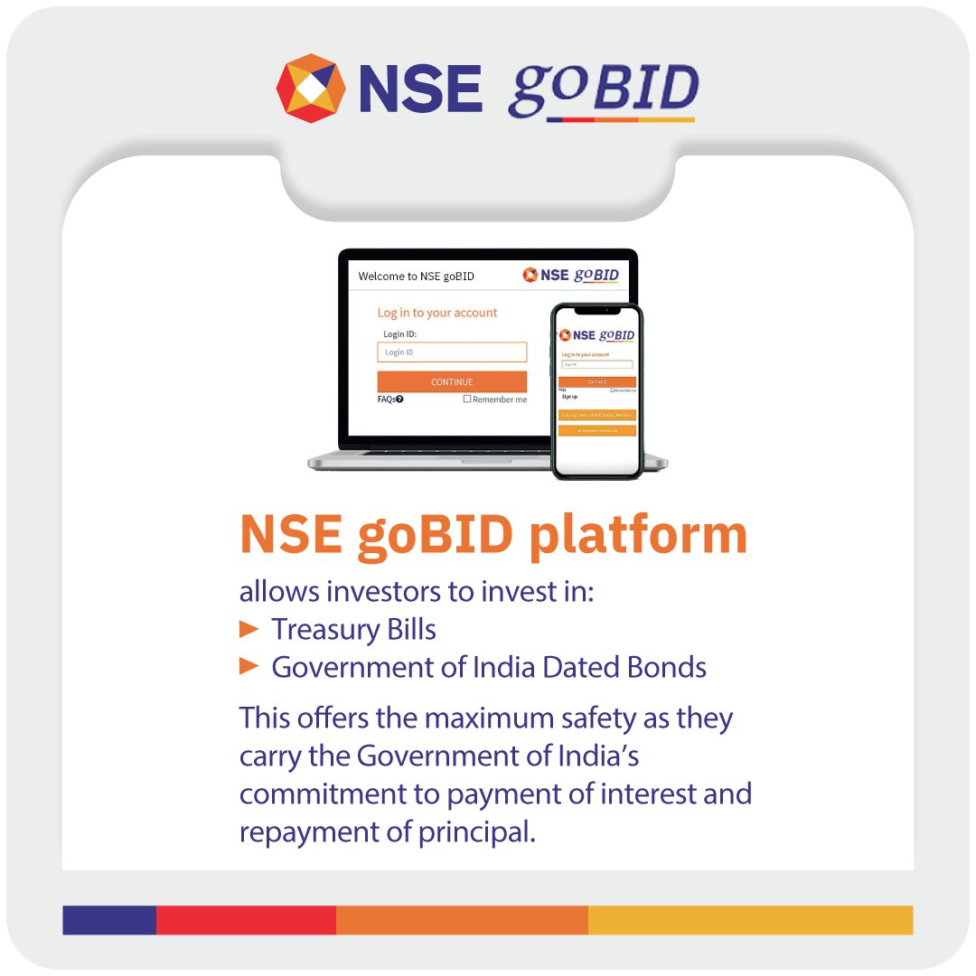 NSEIndia's tweet photo. NSE goBID is a safe platform for retail investors who wish to invest in Government Securities (G-Secs). To know more about goBID, log on to https://t.co/r6xWT1OpXC
#NSE #goBID #Gsec #StockMarket #ShareMarket https://t.co/vIgaPRfwpo