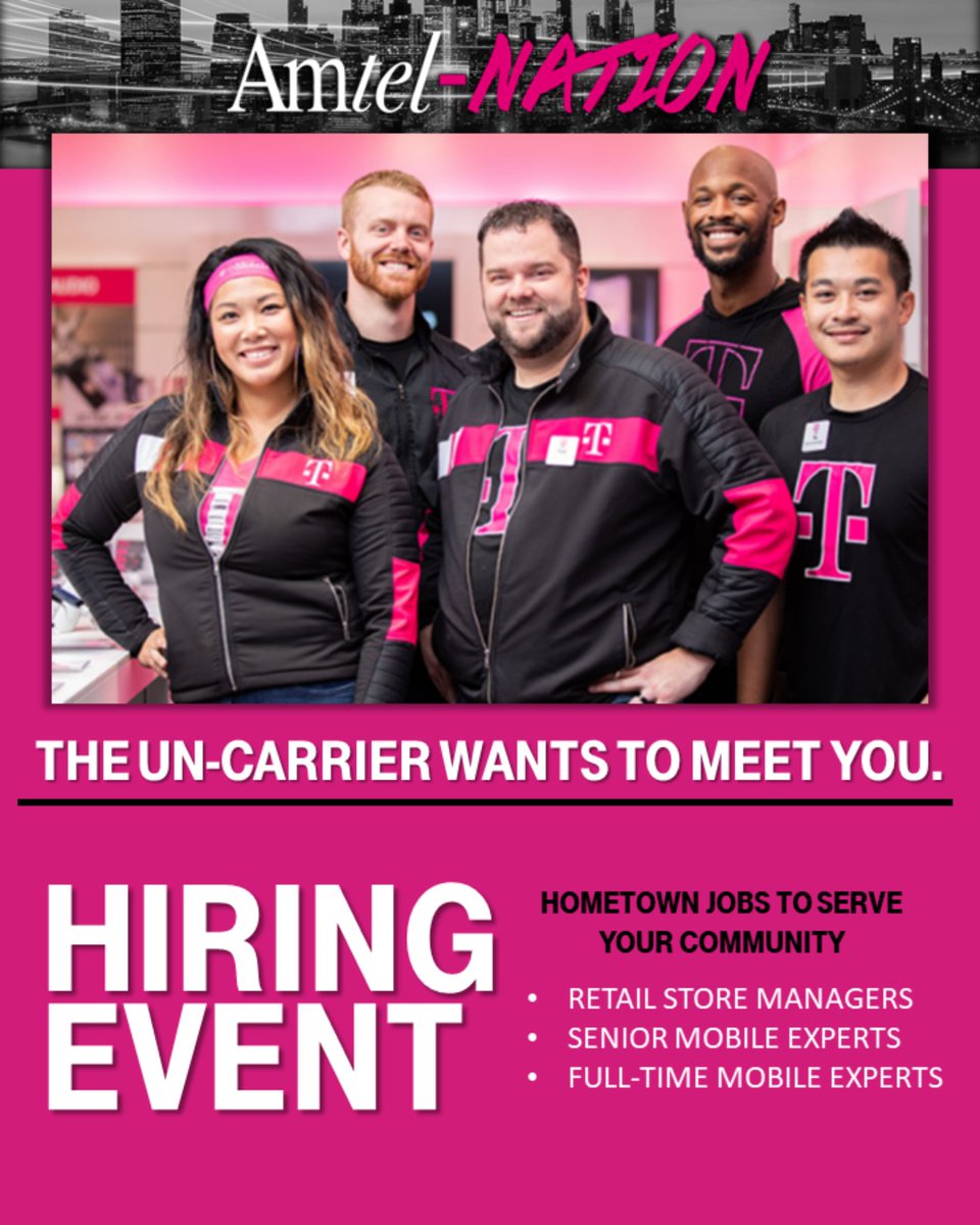 Amtel (@myamtel) on Twitter photo Join our Hiring Event today! Our leadership is ready to meet you and start your journey in wireless!
28 Spencer Plain Rd
Old Saybrook, CT
10am - 7pm (EST)
myamtel.com/apply
If you can't make it, send your resume to: recruiting@myamtel.com Join our Hiring Event today! Our leadership is ready to meet you and start your journey in wireless!
28 Spencer Plain Rd
Old Saybrook, CT
10am - 7pm (EST)
myamtel.com/apply
If you can't make it, send your resume to: recruiting@myamtel.com